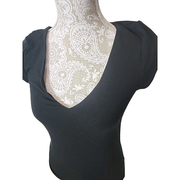 J. Crew Top Black Modal Form Knit V-neck Cap Sleeve Shirt Spring 23 Women's XS - Picture 7 of 10